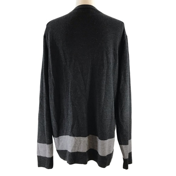 Unisex 100% Wool Colorblock Long Sleeve Button Front Cardigan Sweater Size XL - Picture 3 of 10